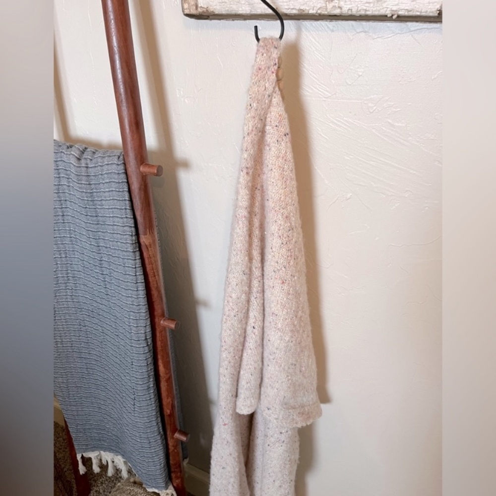 Anthropologie Oversized Blanket Scarf Cream Confetti